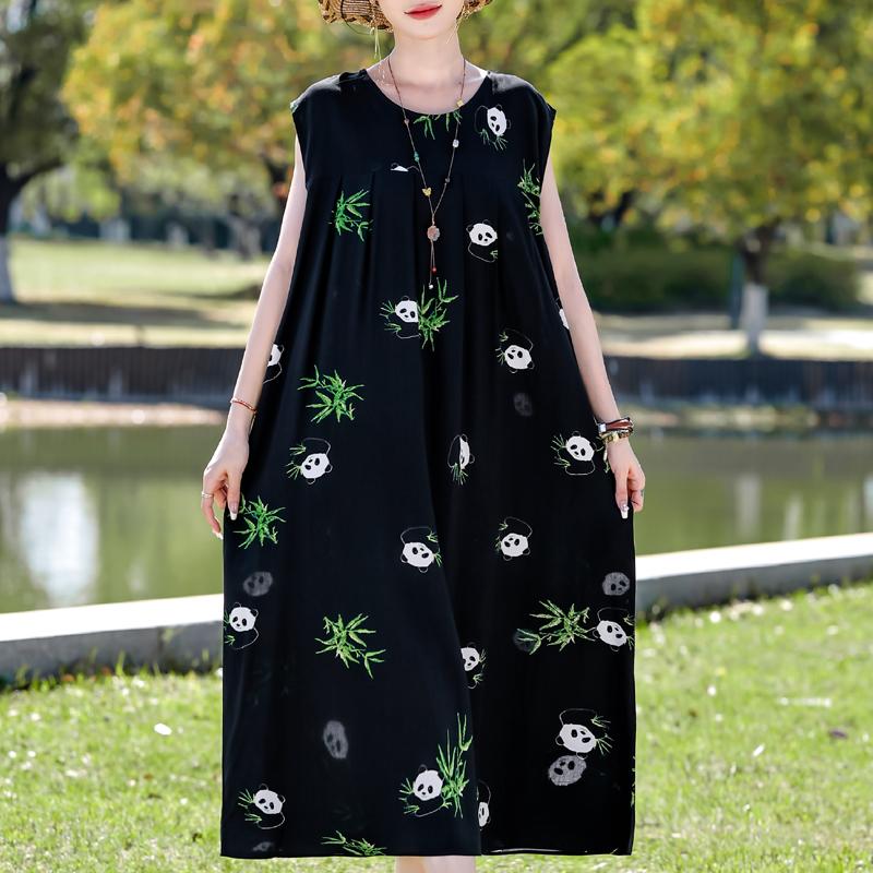 Plus Size Elegant Women's Summer Dress Casual Loose Long Dress Female Vintage Clothes