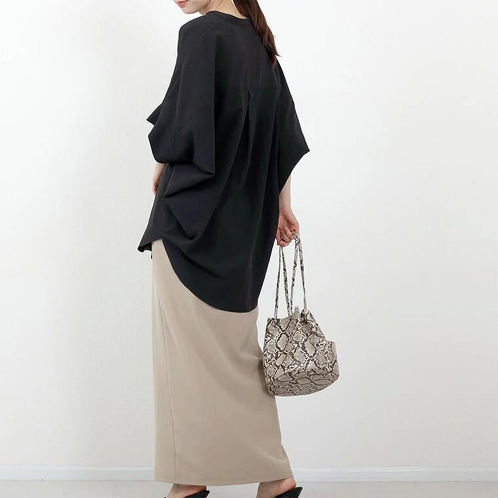 Blouses for Short Dolman Cut and Summer Large Loose Covers Body Office Adult Elegant [SeiunAn] Women, Shirts, Sleeves, Summer, V-Neck, Sleeves, 5/8