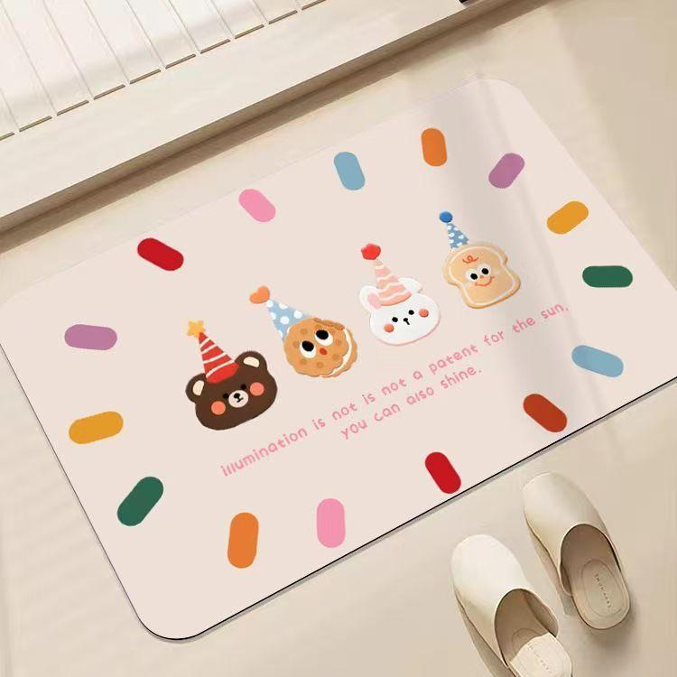 Cartoon Bear Rabbit Bathroom Non Slip Mat Cute and Simple Bathroom Entrance Hand Pool Non Slip Mat Home Decoration