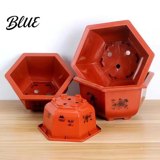 Hexagonal Plant Pots for Indoor Outdoor Flower Pot with Drainage Holes & Saucer Plants Durable Weather Resistant Large Decorative Living Room Planter