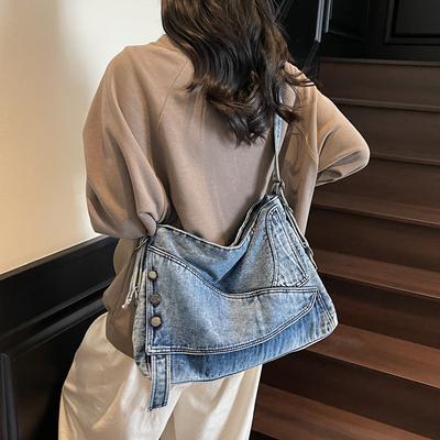 Denim Shoulder Bag Casual Retro Women Messenger Bag Large Capacity Commuter Bags with Adjustable Strap Female Crossbody Bags