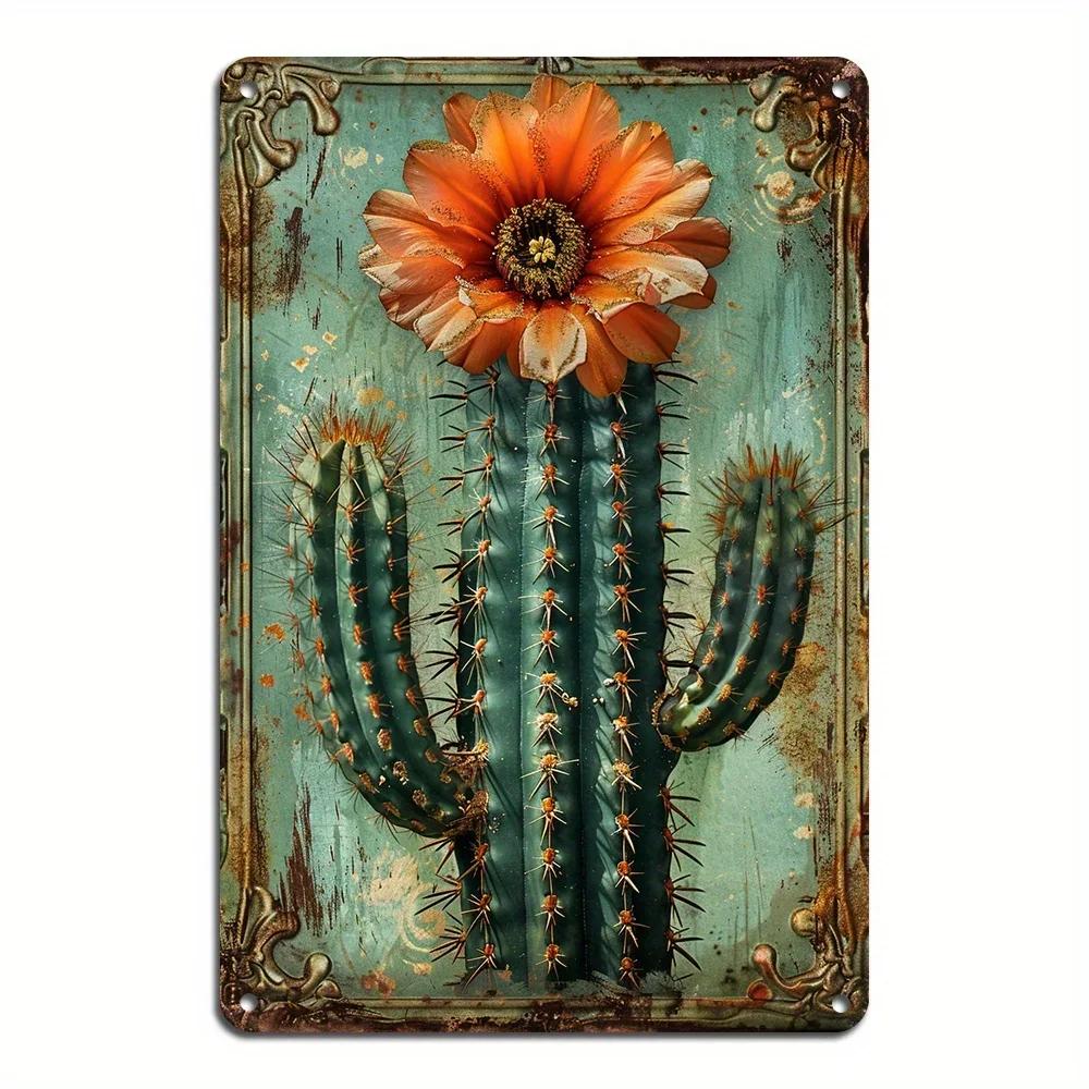 Vintage Bird Cactus Flamingo Metal Tin Sign Wall Art for Home, Bar, Garage & Garden Decor | Easy-Hang Vintage Animal Design