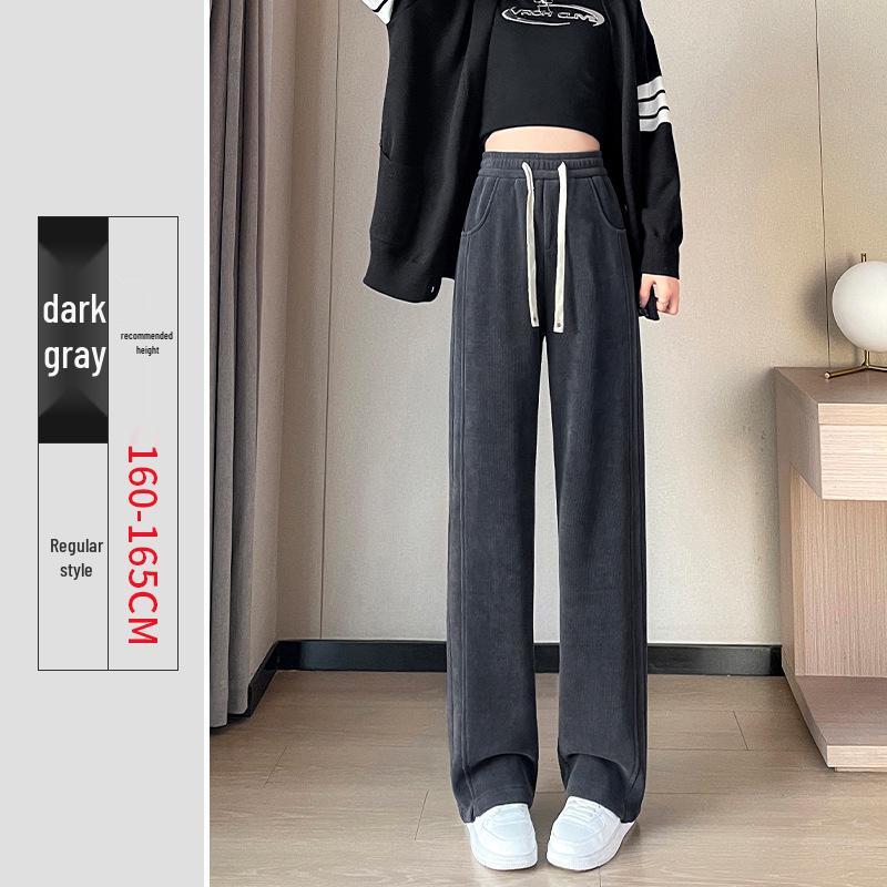Women's Fleece-Lined Narrow Leg Trousers - Autumn/Winter 2024 Wide Leg Petite Sport Casual Pants