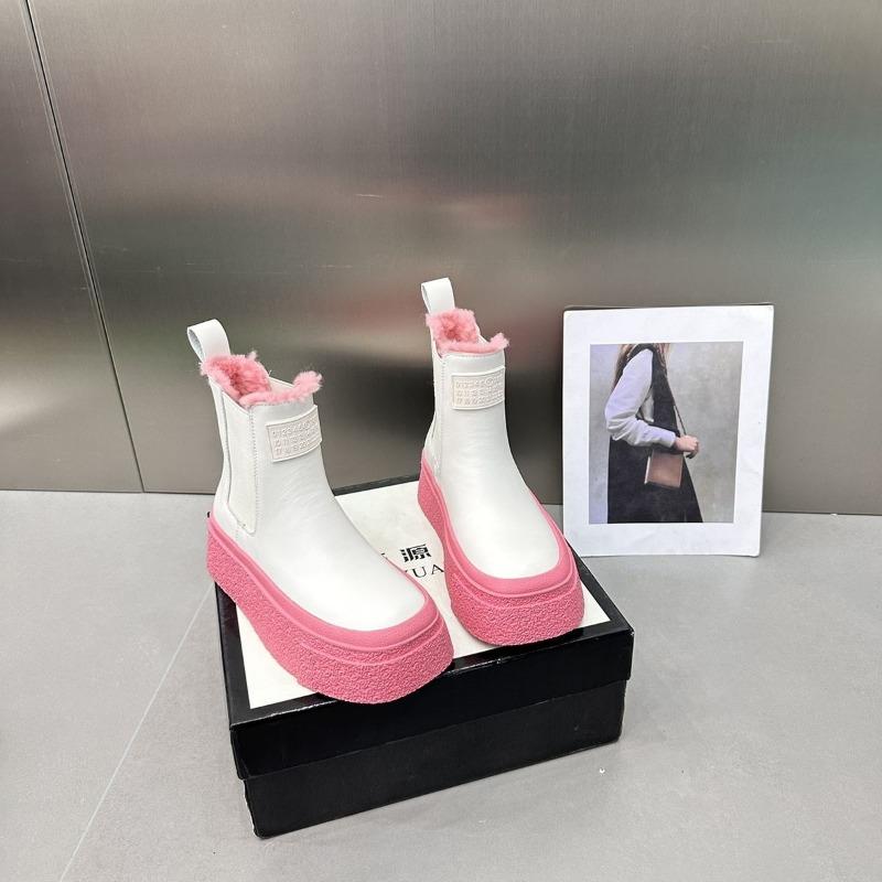 Mode Europäischen Amerikanischen Farbige Kamin frauen Stiefel 2024 Winter Neue Plüsch und Warme Dicken Sohlen Baumwolle Stiefel Plattform Zapatos Mujer