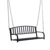 Garden Swing Chair Patio Metal 2 Seater Swing Bench Porch Balcony Bench Loveseat Minimalist Style - Black