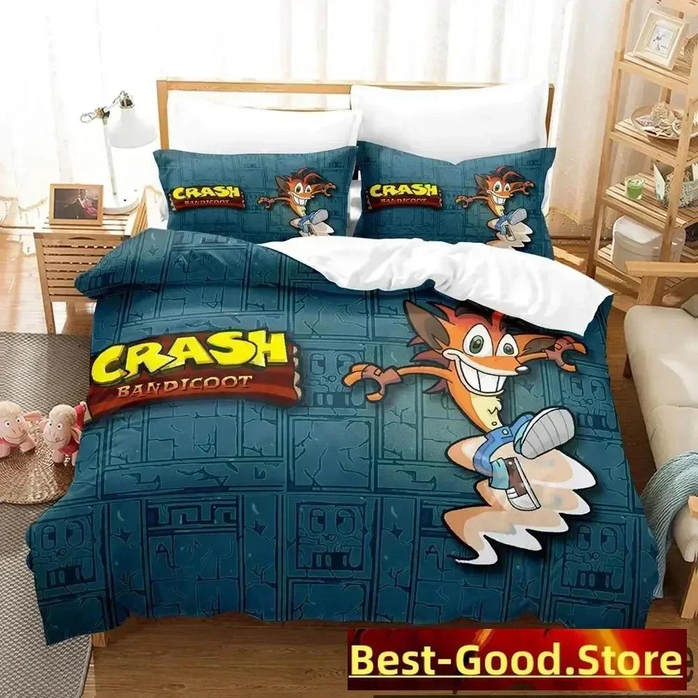 3D Print Crash Bandicoot Game Bedding Set Duvet Cover Sheet Printed Bed Set Pillowcase Full Queen King Size Comforter Bedroom