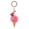 Ice Cream Pendant with Metal Ring Plush Keychain for Backpacks, Fluffy Cone Backpack Decoration Bag Charm, Decorative Women