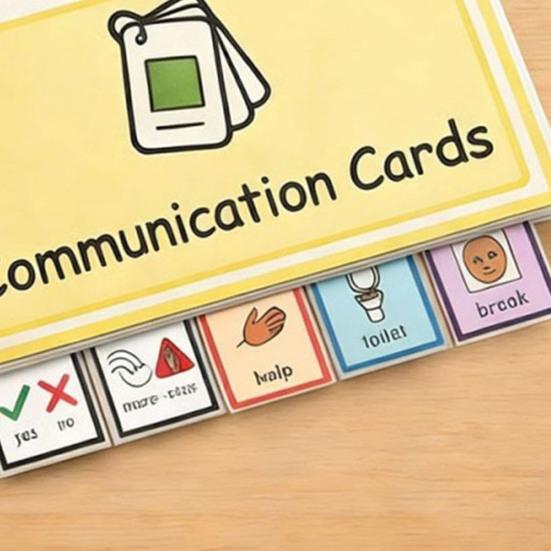 Basic Needs Communication Cards Set Visual Aid Flash Cards for Non-Verbal Speech Delay Portable Picture Exchange System for Special Education
