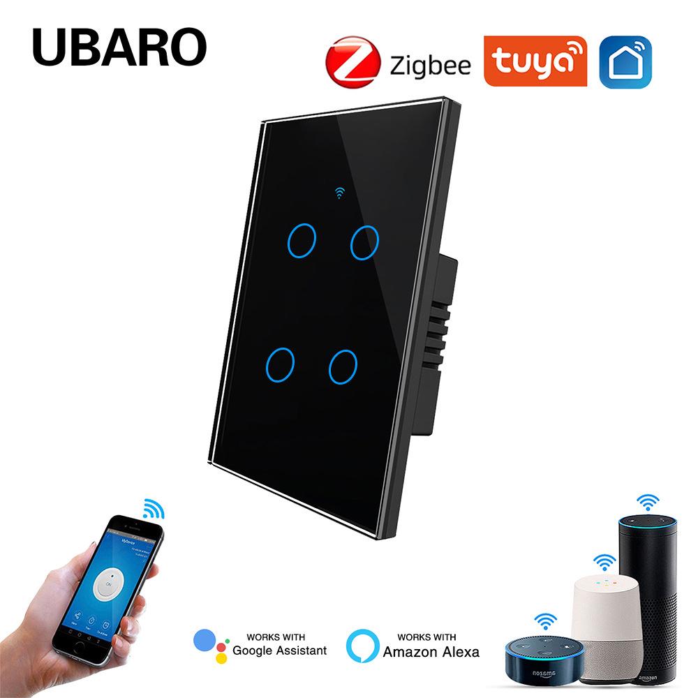 US Standard Zigbee Smart Glass Switch with Alexa Voice Control, App Support, and Customizable Single Zero Fire Switch