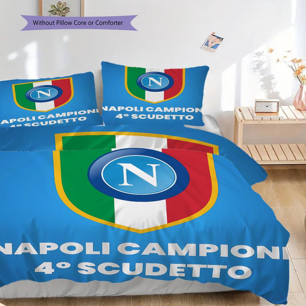 SSC Napoli Muster Bettwäsche Steppdecke Set Bettbezug Kissenbezug Heimdekoration Geburtstagsgeschenk (1 Bettbezug + 2 Kissenbezüge, ohne Füllung)
