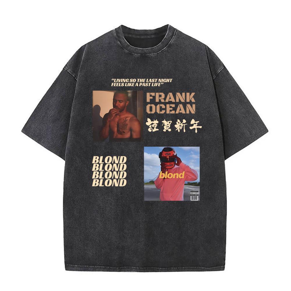 Gewaschenes Vintage Rapper Frank Oversized T-Shirt Blond Grafik T-Shirts Herren Damen Ozean Herrenmode Lässige T-Shirts