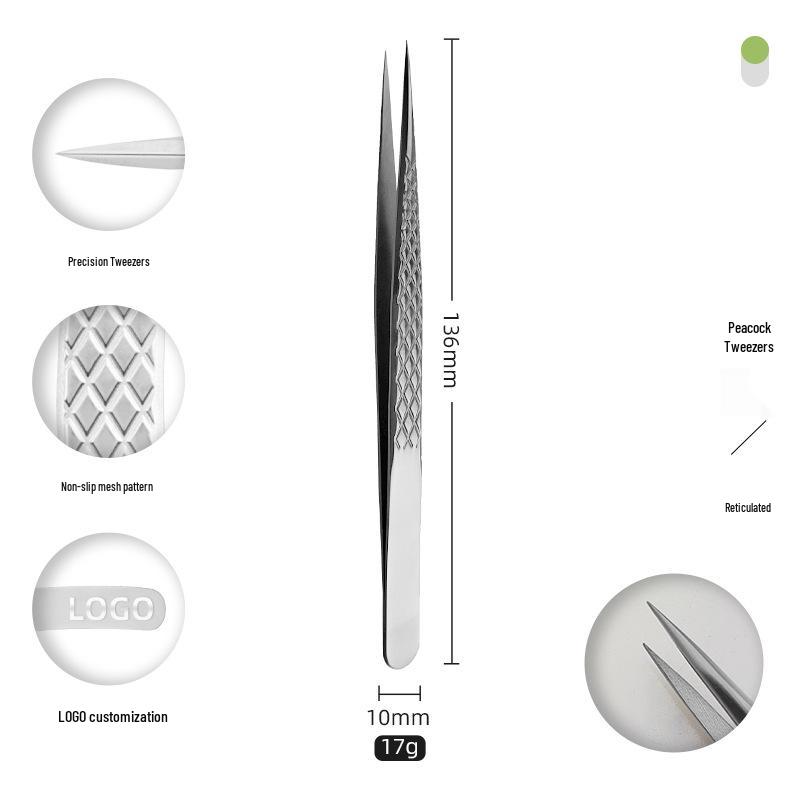 Golden Feather Stainless Steel Eyelash Tweezers for Grafting and Extensions