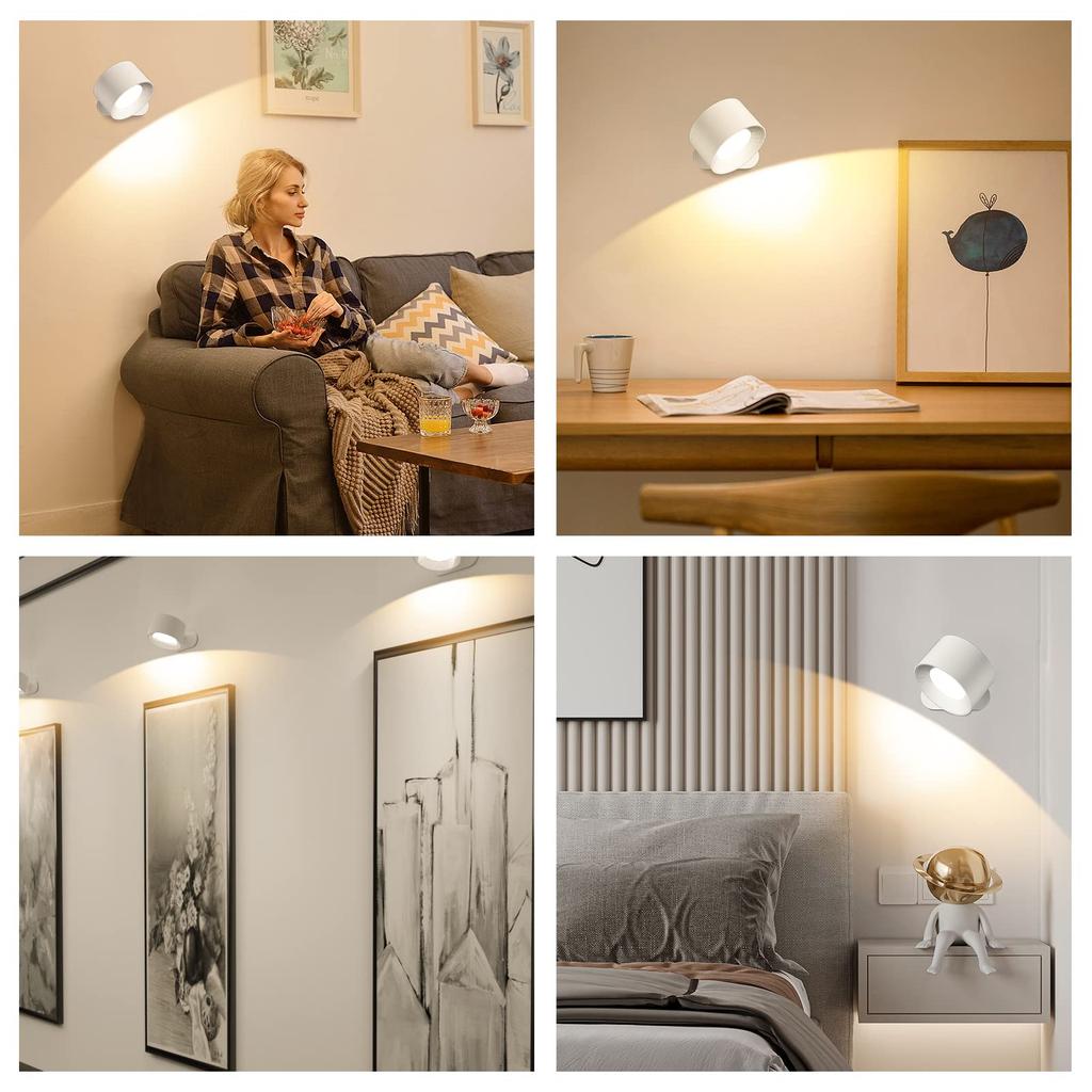 Feallive LED Wandstrahler, Wandleuchte, 3-stufige Dimmung und Farbanpassung, Magnetisch, Keine Installation erforderlich, 360° Beleuchtungswinkel, Kabellos,