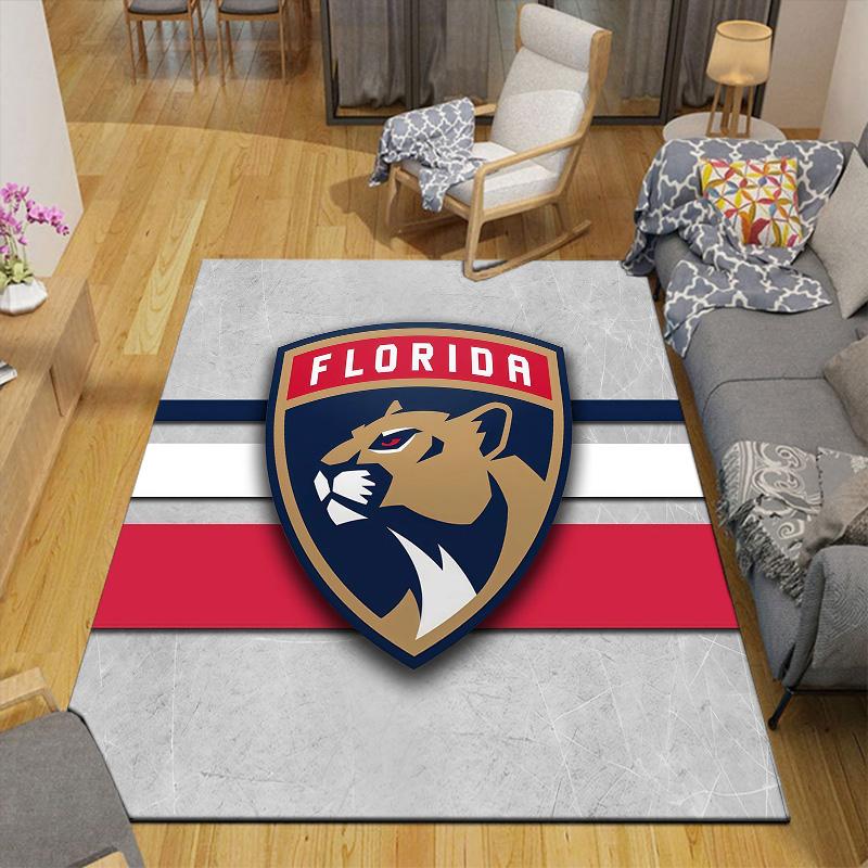 Florida Panthers2 Flannel Pattern Square Carpet,Area Rug,Carpet Rug for Living Room Bedroom Sofa Playroom Decor,Non-slip Floor Mat