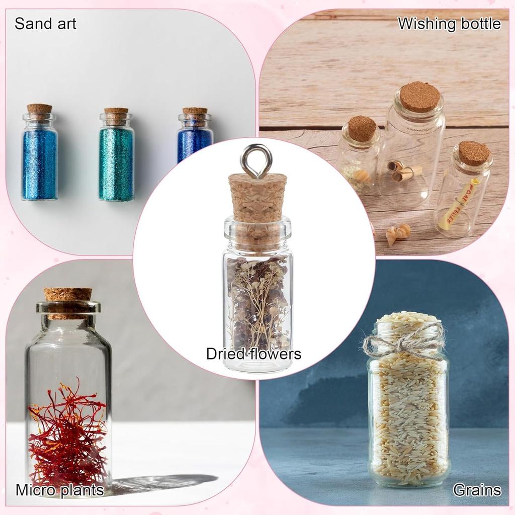 20Pcs Small Glass Bottles with Cork 1ml Empty Spell Jars Mini Potion Bottles Tiny ing Container for DIY Crafts Wedding Chrismas Decoration