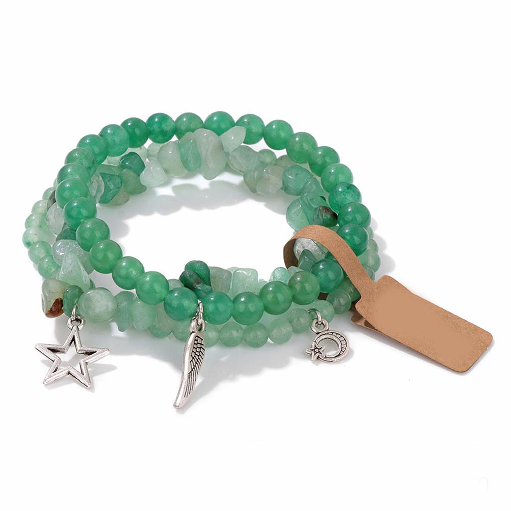 3x Fashionable Star And Moon Pendant Bracelets Set Beaded Wrist Band For Ladies Made Of High Quality Crystal Alloy