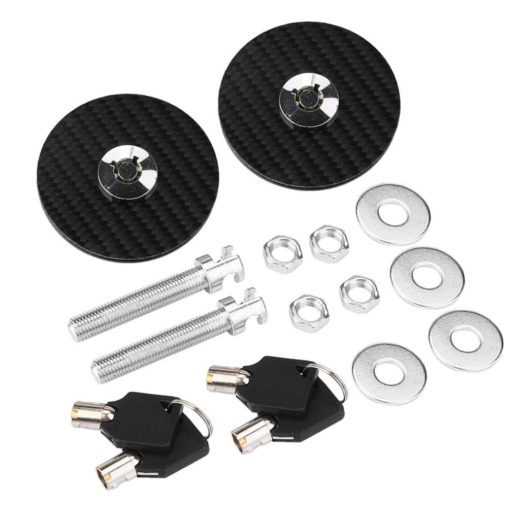 Car Hood Pins Kit, Carbon Engine Hood Cover Key Pin Kit Quick Relse Pin for Vehicle RV Truck SUV