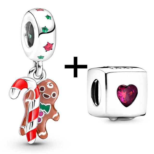 2 teile/los Romantische Liebe Lebkuchen Mann Perlen Fit Original Marke Charms Silber Farbe Armband Frauen Diy Valentinstag Schmuck