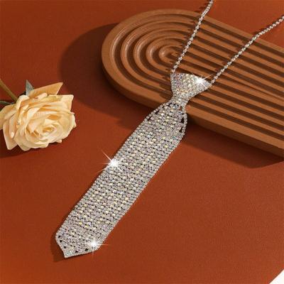 Rhinestone Necktie Adjustable Men Women Wedding Halloween Costumes Cosplay Prom Party Sparkling Rhinestone Tie Fashion Accessories