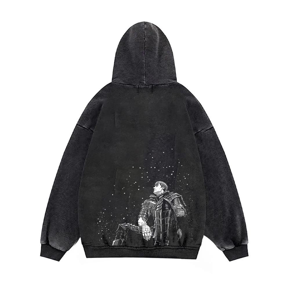 Anime Berserk Guts Print Hooded Men Women Vintage Cotton Hoodies Hot Manga Sweatshirt Harajuku Unisex Streetwear Trendy Pullover
