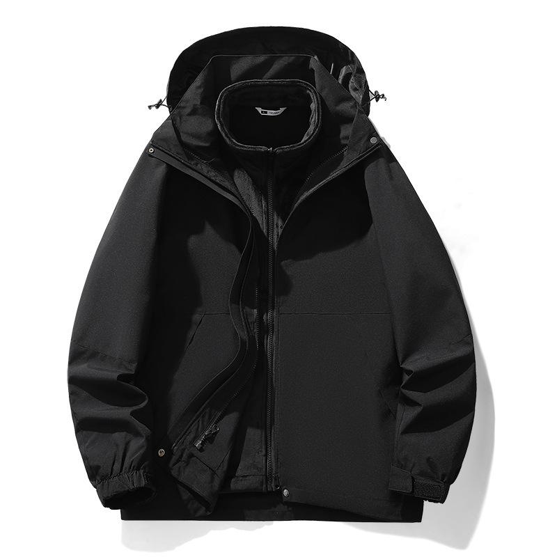Autumn New Large Size Outdoor Jacket Three-in-one Waterproof Waterproof Hooded Windbreaker Jacket