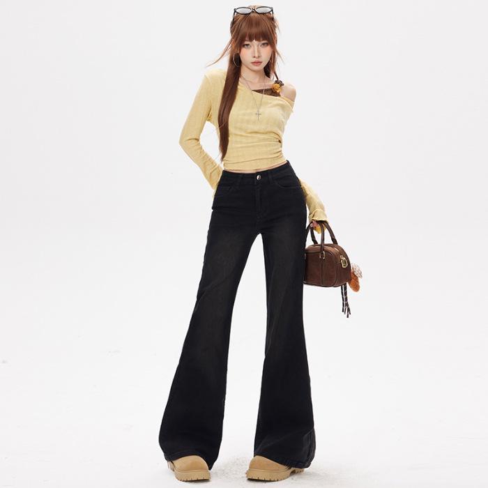 Women s High-Waisted Retro Flare Jeans - Spring 2026 Collection, Slimming & Versatile 2XL