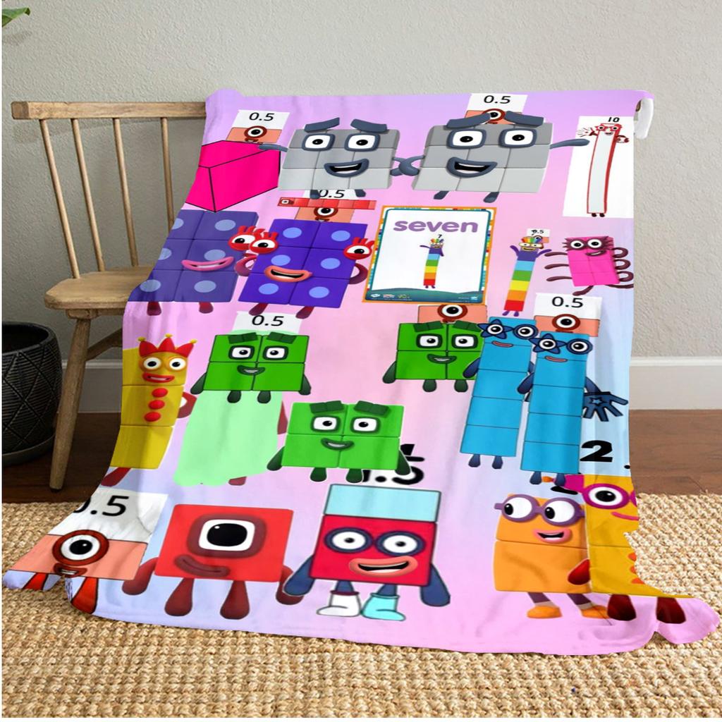 Number Blocks Plush Blanket Soft Comfortable All Seasons Perfect Gift Couch Office Nap Outdoor Travel Blanket