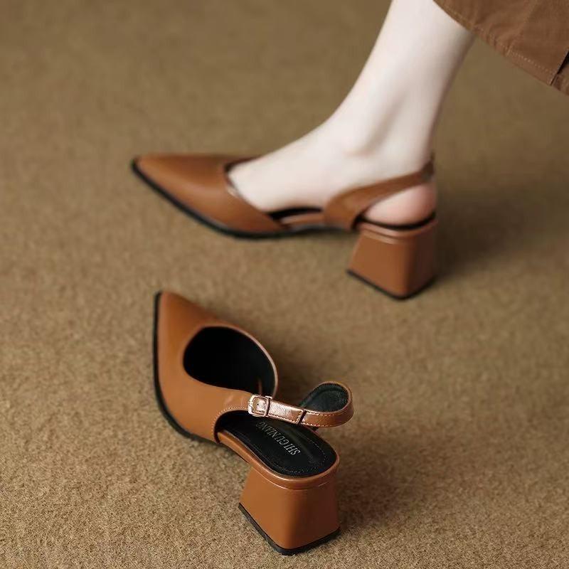 

Fashion High Heels Sandals Women Sexy Pointd Toe Heeled Shoes Elegant Chunky Shoes 2025 New Designer Summer Slippers Party Pumps Mujer 42 коричневый