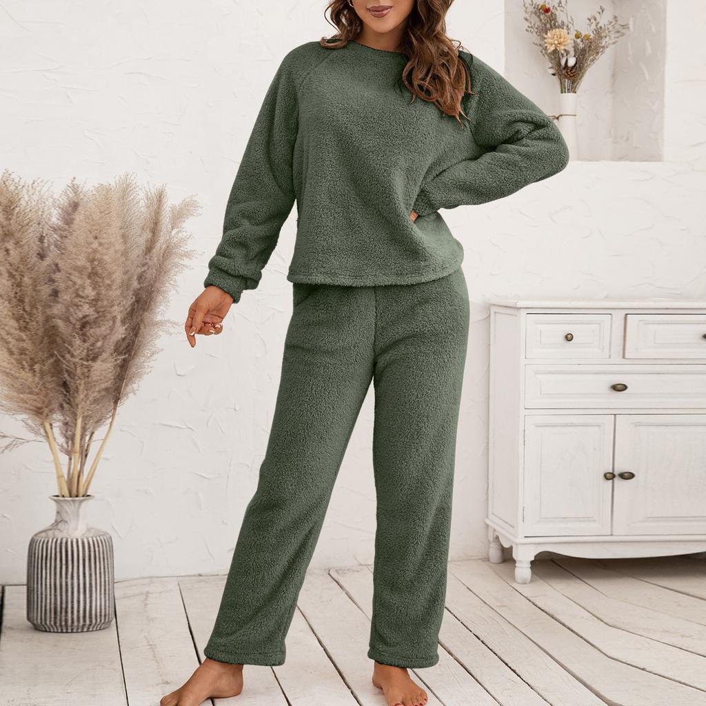 Women's Fashion Autumn And Winter Set Loose Casual Loungewear Reversible Plush Two-Piece