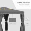 3x3(m) Tettoia Gazebo da Giardino Padiglione Tenda Riparo Tenda da Fiera con Tetto Impermeabile a 2 Livelli, Zanzariera e Tende, Struttura in Alluminio