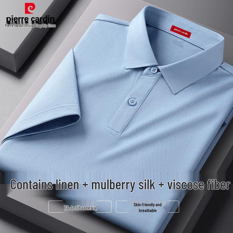Pierre Cardin Cooling Polo Shirt with Silk & Linen Blend L