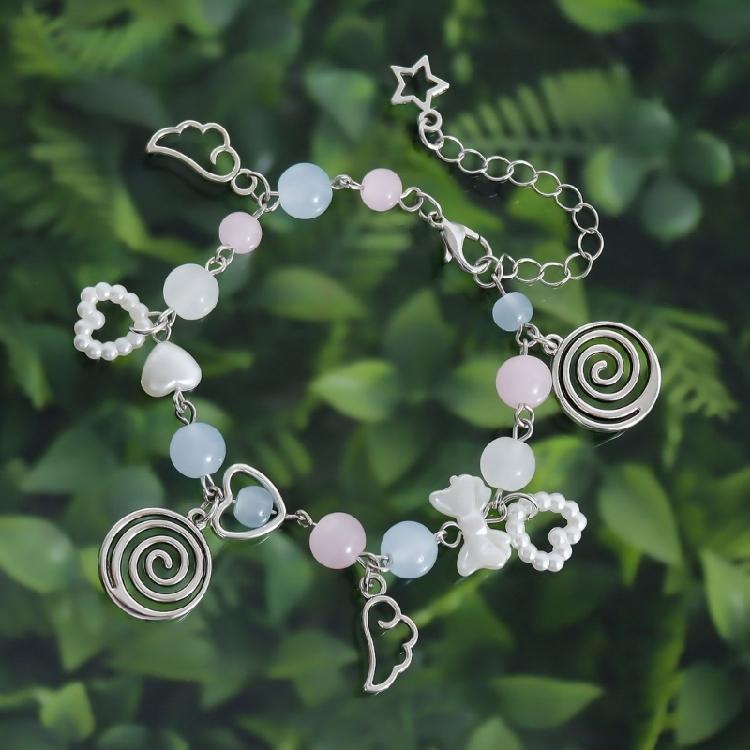 Unique Heart Bracelet for Women Korean Cute Tassels Angel Wing Pendant Bracelet