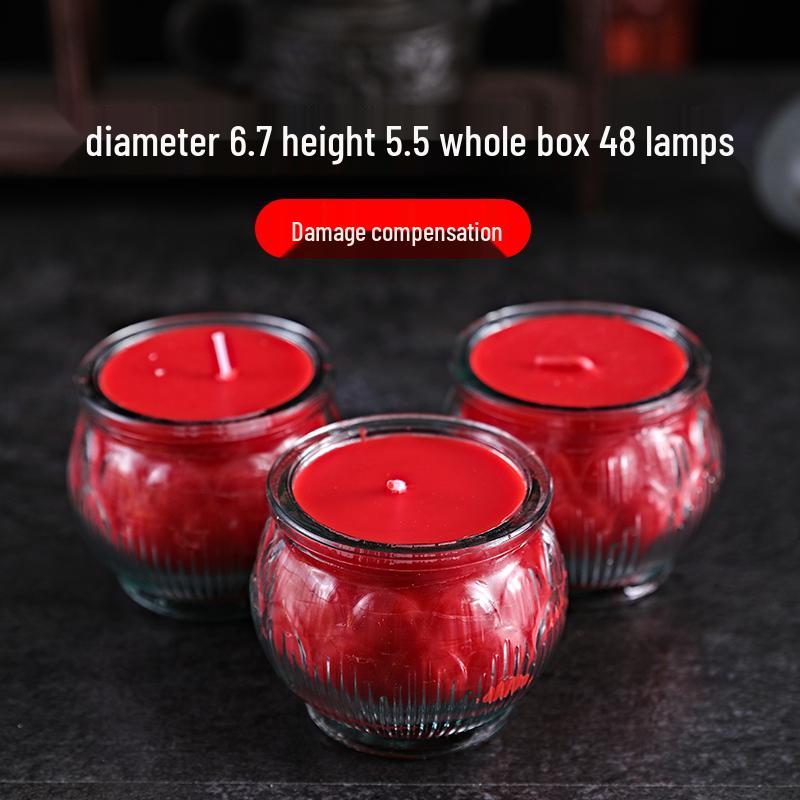24-Hour Smokeless Lotus Ghee Lamp for Buddha Offering – Round, Odorless, Everlasting Su Oil Candle