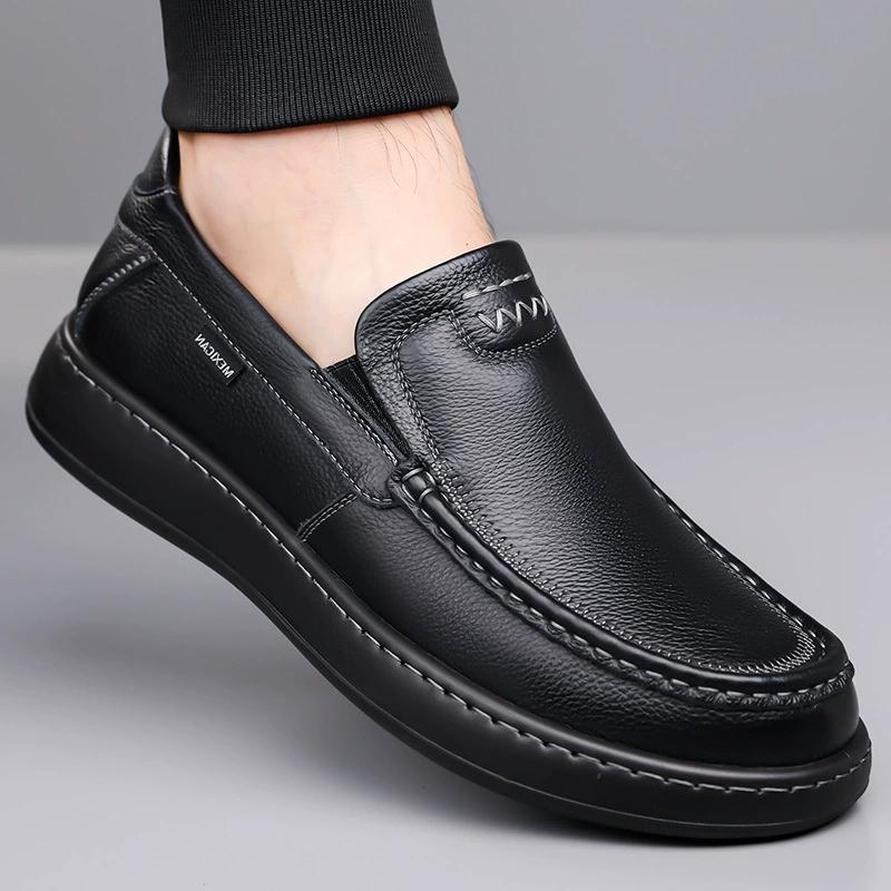Hight Quality Casual Leather Shoes For Men New Platform Walking Brown Sneakers Male British Style Loafers Yuppie Men