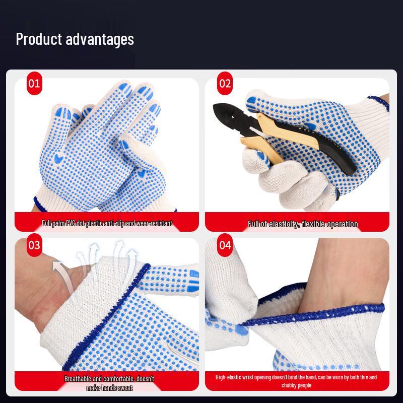 Fuant Rutschfeste Gepunktete Arbeitshandschuhe (12 Paar/Packung)