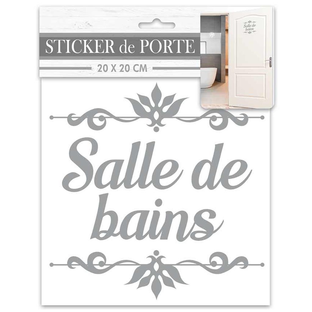 Les Trésors De Lily [R2095] - Door Sticker 'Bathroom' Gray - 20x20 Cm