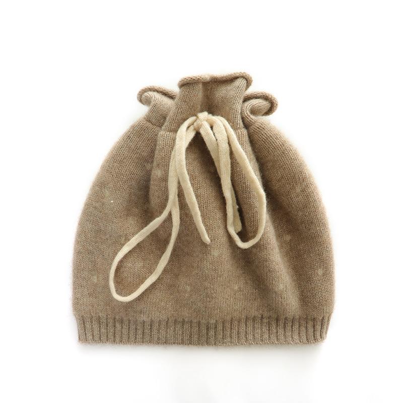 Cashmere Autumn and Winter New Women's Drawstring Thickened Jacquard Wool Hat Multi Functional Neck Sleeve Knitted Hat