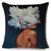 Sexy Flower Feather Women Cushion Cover Decor Harajuku Aesthetics Lady Double Print Pillowcase for Sofa Home Linen Pillow Case