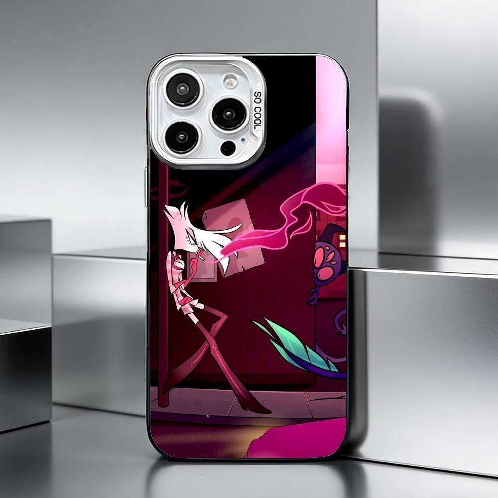 A-Angel D-DustS H-Hazbin Custodia per Telefono per iPhone 17,16,15,14,13,12,11 Plus,Pro Max,XS,Custodia per telefono argentata colorata