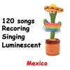 Rechargeable Dancer Cactus Glowing Dancing Electronic Plush Toys Can Sing Record Lighten for Baby Toy Education Funny Gift