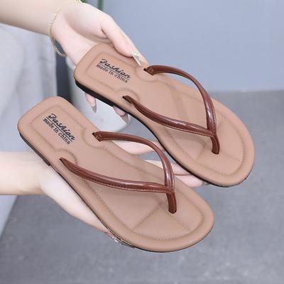 Premium Sense Clip Toe Cool Slippers Flat Casual Seaside Beach Sandals Flip-flops Women's Summer Wear 2025 New