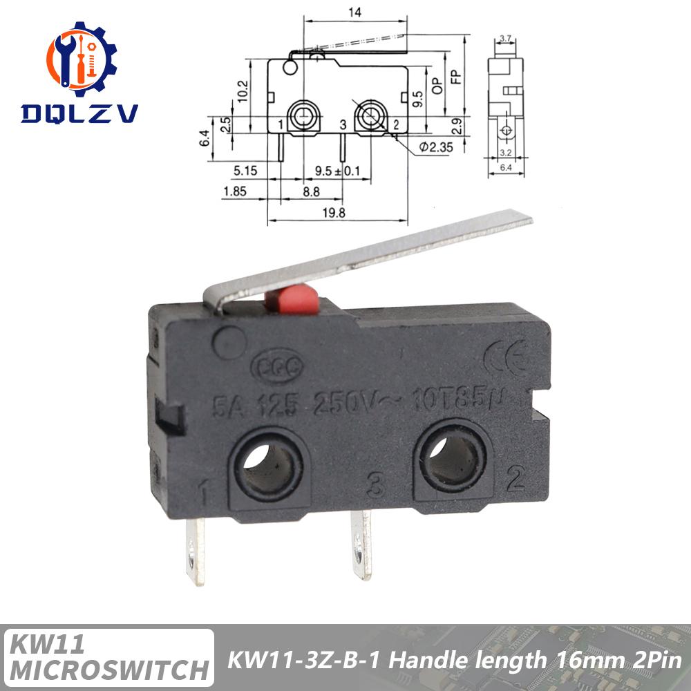 

5A 125V250V KW12 Travel Limit Switch KW11-3Z-2 With Handle 16mm Contact Button Micro switch KW12-N 2Pin/3Pin KW12-A NO/NC 5PCS