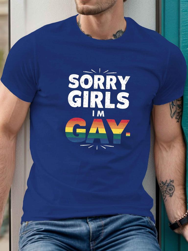 Lgbtq Pride "Sorry Girls I Am Gay" Print Tees Unisex Unisex Short Sleeve Casual T-Shirts