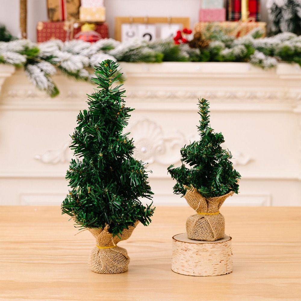 20/30cm Linen Mini Christmas Tree Plastic Christmas Pine Tree  New Year Decor