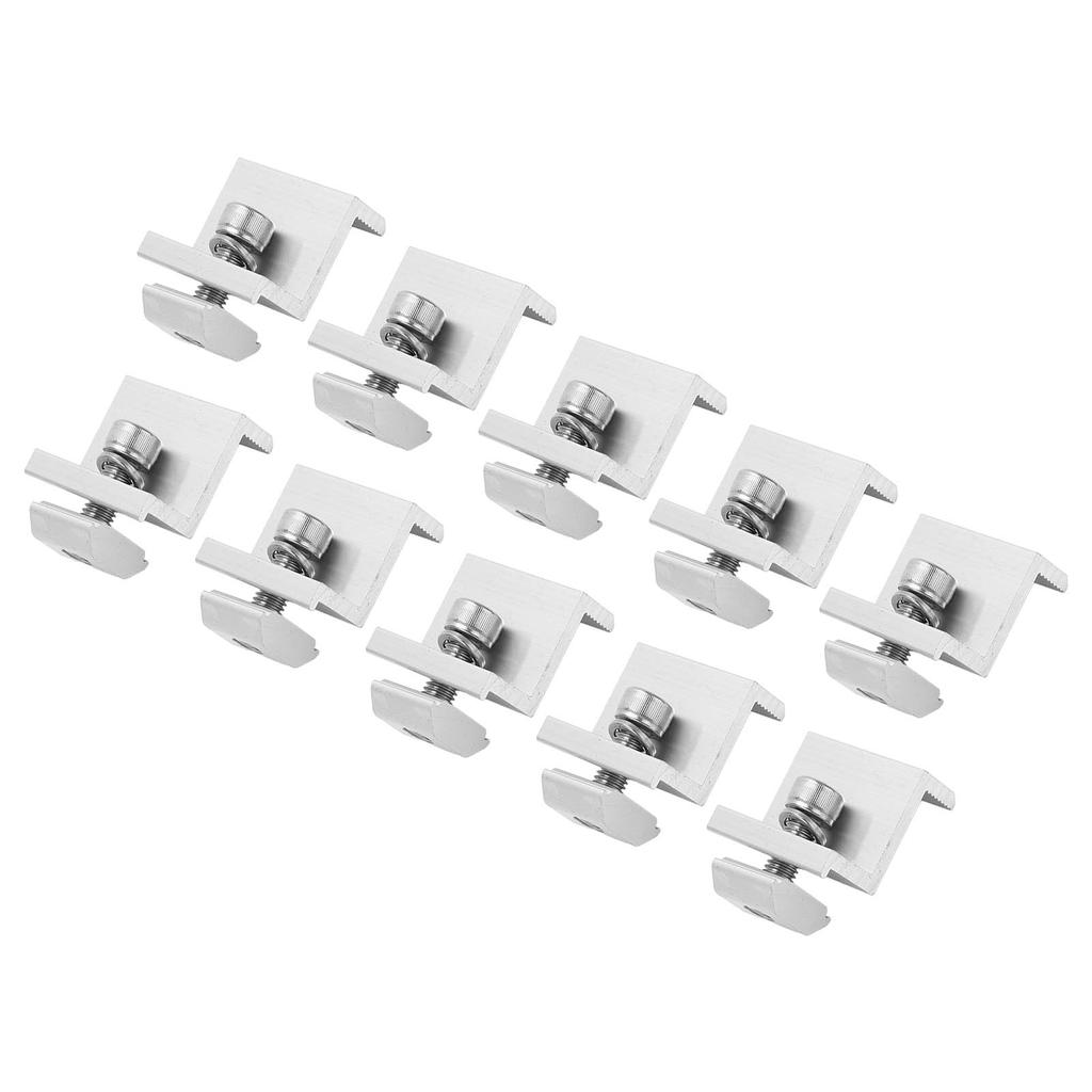 10PCS Solar Mount Z Bracket Aluminum Alloy Pressing Block PV Panel Rail End Grounding Clamps