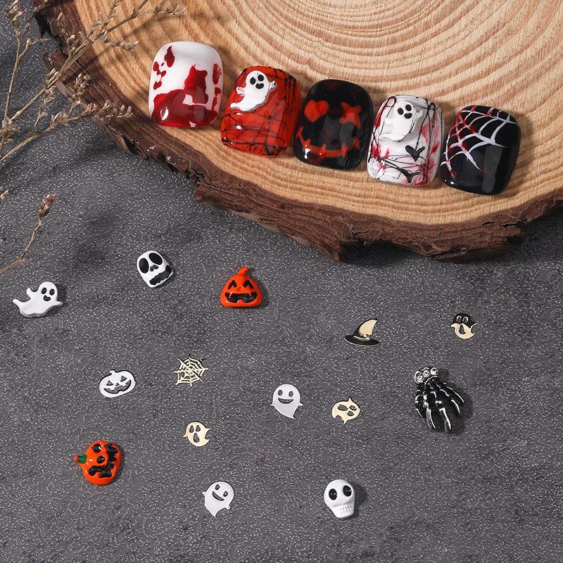 1PCS Pumpkin Skull Bat Nail Art Parts Retro Punk Style Alloy Finger Nail Charms Metal DIY Nail Art Decoration Accessories