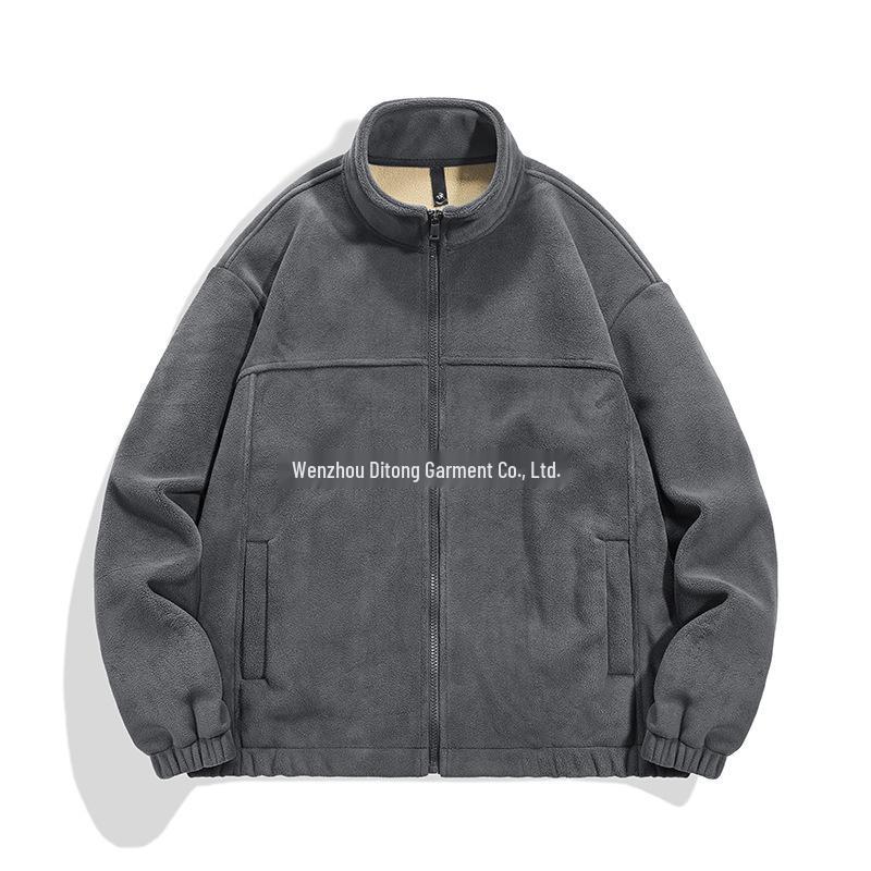 Men's Trendy Fleece Stand Collar Cardigan Jacket
