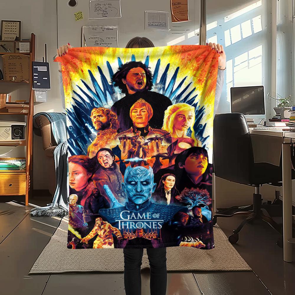 

1Pc Thrones Game Print Flannel Blanket, High quality Comfortable for All Seasons, Home Decor, Warmth and Comfort, Perfect for Gifts 80cm x 120cm