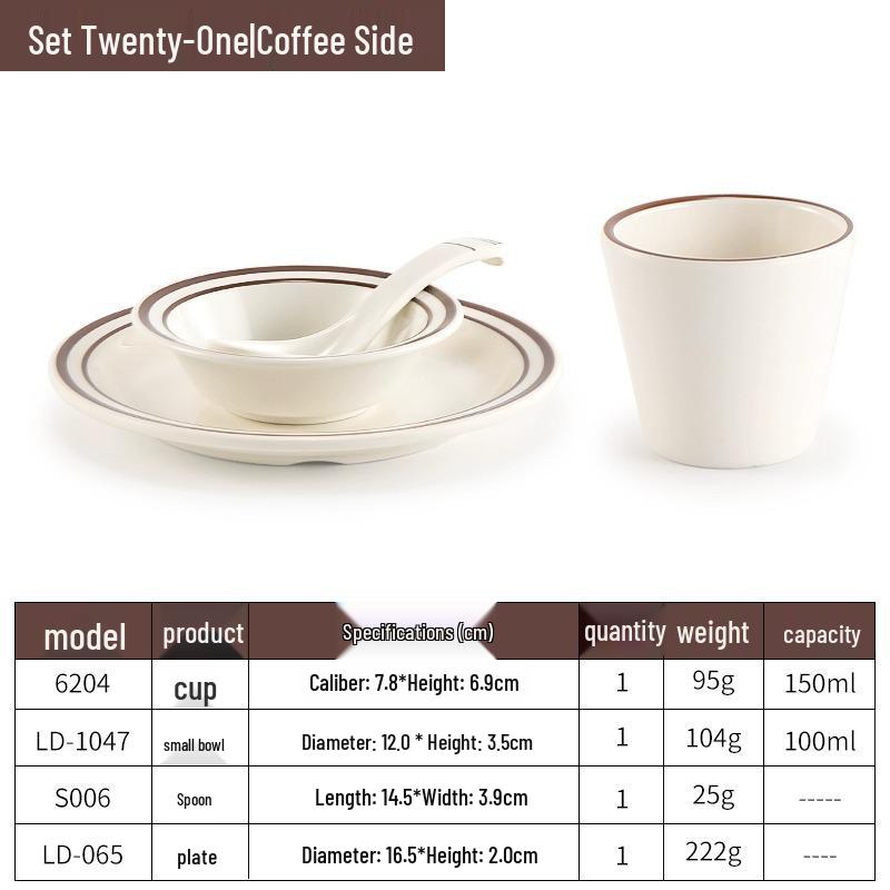 Melamine Four-Piece Table Set: Imitation Porcelain Plastic Bowls & Plates for Restaurants and Hotels