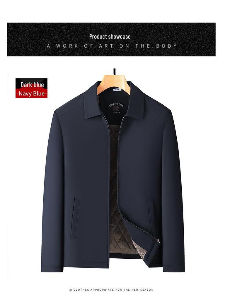 Men's Autumn & Winter Thickened Cotton Jacket for Middle-Aged & Elderly - Lapel Casual Dad Coat